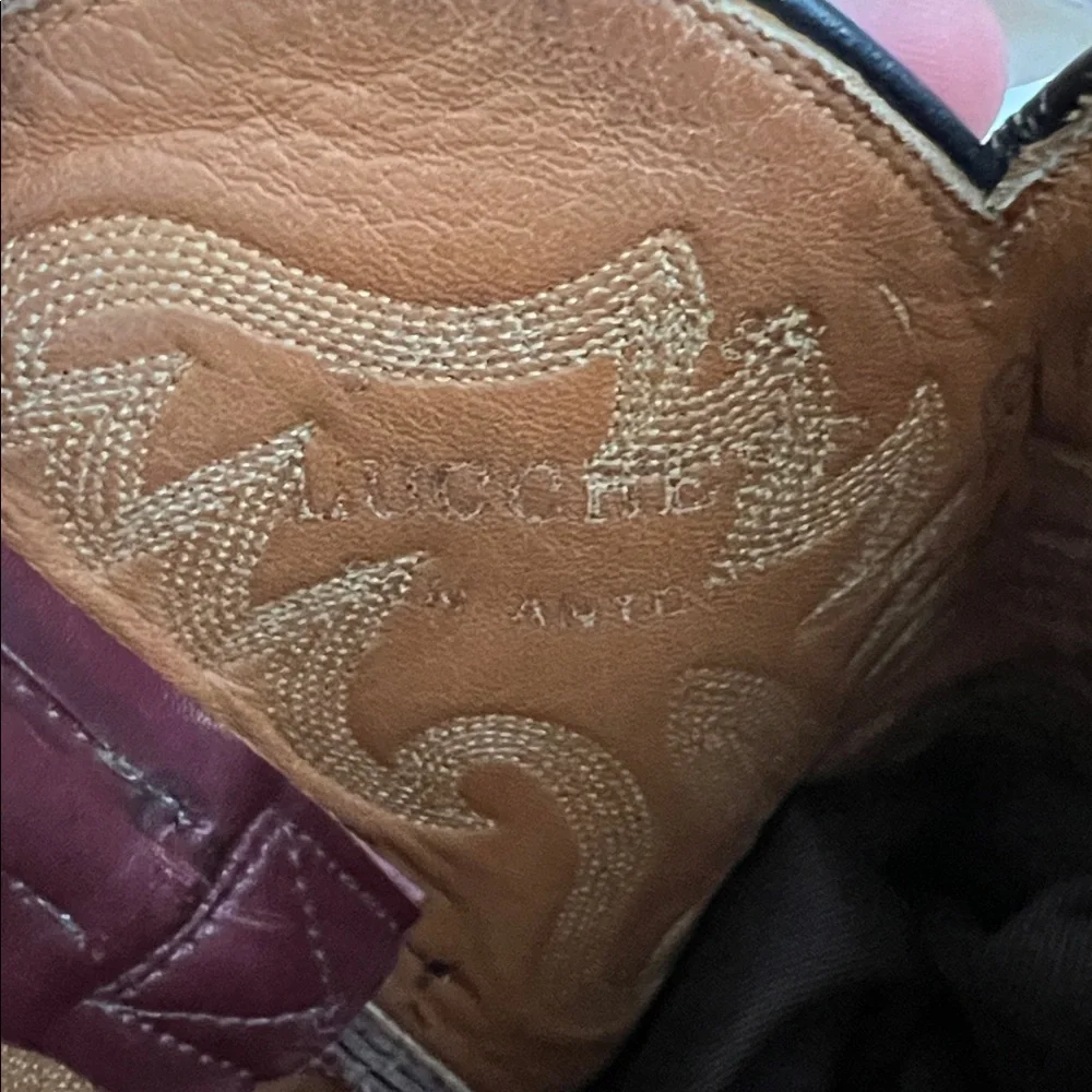 Women’s Lucchese Ostrich Cowboy Boots in Rich Burgundy Sz 7.5 - Picture 11 of 13